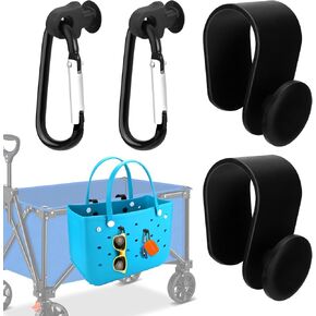 Mity rain Upgraded 2-in-1 Insert Hooks Accessories for Bogg Bag and Simply Southern Totes, Dual Carabiner Key Holder Charms - Space Save and Quick Key Finder for Large/Small Beach Bags (Black)