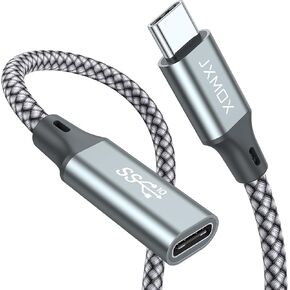 JXMOX USB C Extension Cable (3.3Ft/1m/10Gbps), USB 3.2 Type C 3.1 Male to Female Extension 100W/5A Charging & Sync for USBC Hub/PSVR2/iPhone 15 16 pro max/MacBook Air M2 Pro/iPad Pro/Mag Safe Charger