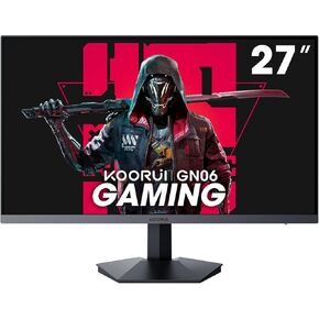 KOORUI Monitor, 27" Gaming Monitor, 165Hz, IPS, FHD 1920 x 1080 1ms Computer Monitor with Adaptive Sync, 75x75 mm VESA Mountable, Tilt Adjustable, 2 x HDMI 2.0 & DisplayPort 1.4, GN06, Black
