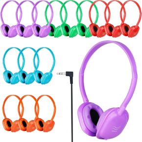 Classroom Headphones Bulk 15 Pack for School Kids,Wholesale Earphones Class Set of Headphones for Students Children Toddler Teens Multi Color