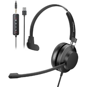 Single Ear Wired Headset, USB Plug & 3.5MM Plug