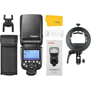 Godox TT685II-S Flash for Sony Cameras - 2.4G TTL Speedlight, HSS 1/8000s, GN60, Quick-Release Lock, with Godox S2 Speedlite Bracket