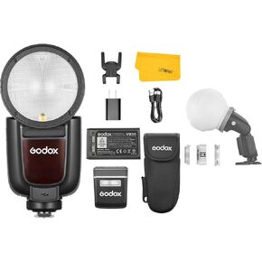 GODOX V1 Pro S V1Pro S Round Head Flash Speedlite for Sony, TTL 2.4G Wireless Sony Speedlight HSS 1/8000s, 2980mAh Li-ion Battery, Detachable Sub Flash Speedlite with Godox ML-CD15 Dome Diffuser