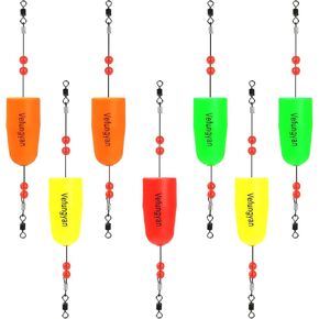 Vefungyan Popping Corks Floats for Fishing: 7pc Bobbers Rattles and Floats for Catfish Redfish Speckled Trout Rigs Saltwater Freshwater