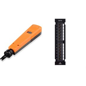 Cable Matters UL Listed 12-Port Cat6, Cat 6 Vertical Mini Patch Panel with 89D Bracket & 110 Punch Down Tool with 110 Blade