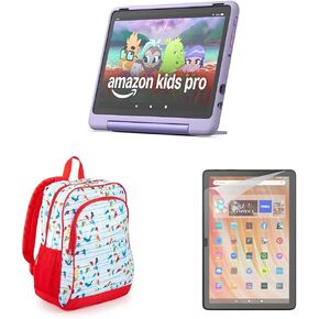 Amazon Fire HD 10 Kids Pro tablet (32 GB, Happy Day) Backpack Travel Bundle