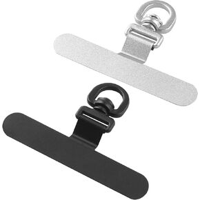 Phone Tether Tab, 360° Rotatable Ultra-thin 0.2mm, Universal Stainless Steel Phone Lanyard Metal Patch for Full Phone Cases (2 Pack)