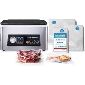Avid Armor USV20 Ultra Series Chamber Vacuum Sealer Machine with 11.5-Inch Bar for Wet Foods & Meat + 300 Pre-Cut BPA-Free Chamber Sealer Bags, Assorted Sizes 6"x10", 8"x10", 11"x10