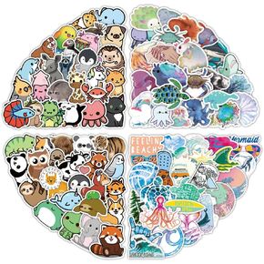 200PCS Animals Stickers Pack, Ocean Stickers Cute Cartoon Animals Waterproof Vinyl Under The Sea Decals for Water Bottle Laptop Phone Luggages, Animal Party Decorations