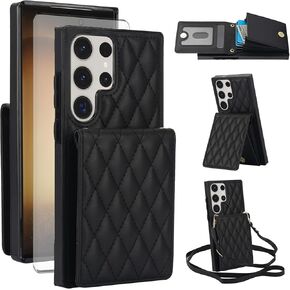 علبة الهاتف لـ Samsung Galaxy S23 Ultra 5G Wallet Wallet with Screet Screet Screator ائتمان حامل بطاقة Crossbody Stand RFID حظر S23ULTRA 23S S 23 23ULTRA