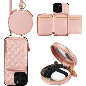 Bocasal A Stylish Crossbody Wallet Case for iPhone 16 Pro Max + A Mini Round Pouch Bag