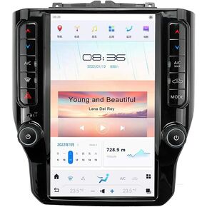 Android 11 Qualcomm Car Radio for Dodge RAM 2008 2009 2010 2011 2012 Truck Stereo Replacement Tesla Style Touch Screen GPS Navigation Multimedia Player，Two Seats Version (8GB+128GB)