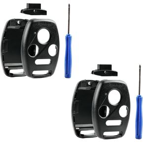CUTTING NOT REQUIRED - 2 Key Fob Keyless Entry Remote Shell Case & Pad fits Honda 2003-2012 Accord / 2006-2013 Civic EX / 2009-2015 Pilot /2005-2006 CR-V