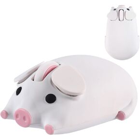 Wireless Mouse Pink Cute Pig Design Bluetooth Dual Mode Portable Compact Lightweight Silent Optical Kawaii Mice for PC Laptop Computer Tablet Macbook Pro/Air Kids Girls Student Home School Office Gift