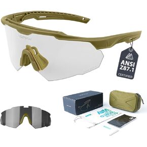 Shooting Glasses Anti Fog with High Definition Lenses, ANSI Z87.1 Certified Tactical Safety Glasses for Men Women