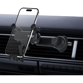 Car Phone Holder with Gravity Sensing & Snap-Type Design - Air Vent/Metal Hook Clip Mount, 360° Auto-Lock Rotatable, Universal Anti-Shake for iPhone, Samsung, All Smartphones(Black)