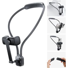 Neck Phone Holder for Bed，POV Cell Phone Stand for Video Vlog Selfie, Hands Free Chest Tripod Mount for 4.7-7 Inches Smartphone (K09-7L)