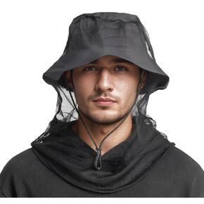 Mosquito Head Net for Insects, Bug Net for Head, Extra Fine Fly Screen Holes for Camping, Fishing,Hiking, Fits All Hats for Men Women