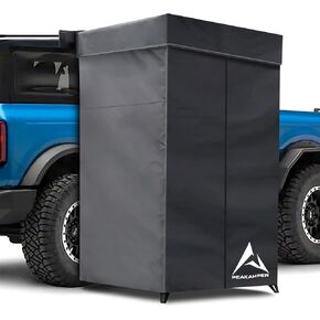 Shower Awning Tent with Roof, Vehicle Side Shower Room LED Light, 3ft x 3ft Camping Privacy Shelter Restroom Bathroom, UV-Resistant Waterproof Storage