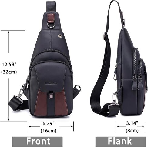 LUKZIJAES Genuine Leather Sling Bag for Women and Men Vintage Shoulder Chest Pack Mens Cross body Sling Bags Hiking Daypacks Crossbody Travel Backpack (#2-Black) in Kuwait