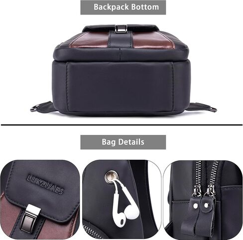 LUKZIJAES Genuine Leather Sling Bag for Women and Men Vintage Shoulder Chest Pack Mens Cross body Sling Bags Hiking Daypacks Crossbody Travel Backpack (#2-Black) in Kuwait