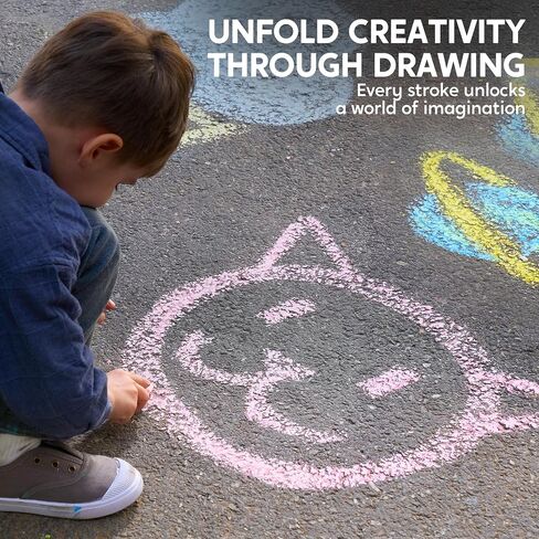 JOYIN 180 PCS Washable Sidewalk Chalks Set in 20 Colors Non-Toxic Jumbo Chalk for Outdoor Art Play, Painting on Chalkboard, Blackboard and Playground in Saudi Arabia