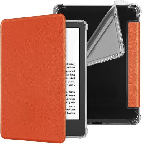 Clear Case for 7'' Kindle Paperwhite 12th Generation & Kindle Colorsoft Signature Edition (2024 Release) - Slim PU Leather Soft Flexible Transparent TPU Back Cover with Auto Sleep/Wake (Red) in Kuwait