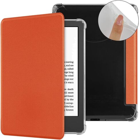 Clear Case for 7'' Kindle Paperwhite 12th Generation & Kindle Colorsoft Signature Edition (2024 Release) - Slim PU Leather Soft Flexible Transparent TPU Back Cover with Auto Sleep/Wake (Red) in Kuwait