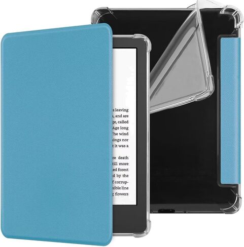 Clear Case for 7'' Kindle Paperwhite 12th Generation & Kindle Colorsoft Signature Edition (2024 Release) - Slim PU Leather Soft Flexible Transparent TPU Back Cover with Auto Sleep/Wake (Red) in Kuwait