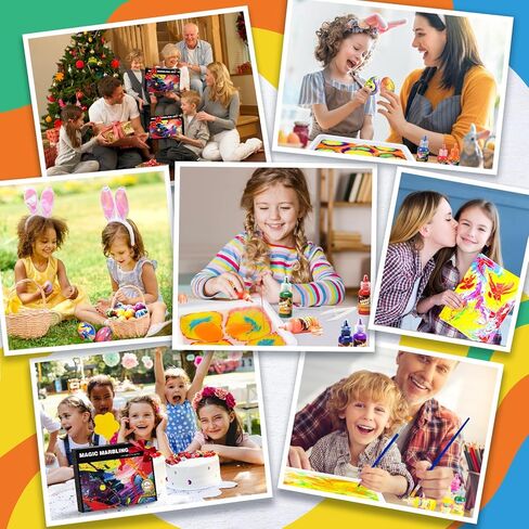 Arts & Crafts For Kids Ages 8-12, Water Marbling Paint Kit, Kids Christmas Gifts, Toys For Girls Boys 4 5 6 7 8 9 10 11 12 Year Old in Kuwait