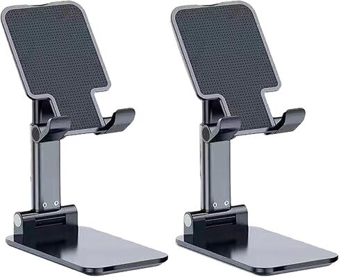 2 حزمة الهاتف الخليوي حامل للمكتب أو الطاولة ، حامل الهاتف مع وسادة السيليكون ، ارتفاع زاوية قابل للتعديل ، قابلة للطي بالكامل ، محمولة ، مرجح للمعاد in Kuwait