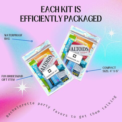12 Pre-Filled Hangover Kit Bags - Bachelorette Hangover Kit - Bridesmaid Gifts, Bachelorette Party Favors, & More - Hangover Recovery Kit - Hangover Kit Supplies in Saudi Arabia