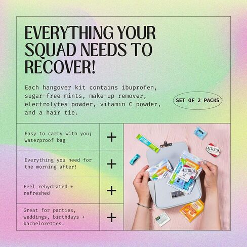 12 Pre-Filled Hangover Kit Bags - Bachelorette Hangover Kit - Bridesmaid Gifts, Bachelorette Party Favors, & More - Hangover Recovery Kit - Hangover Kit Supplies in Saudi Arabia