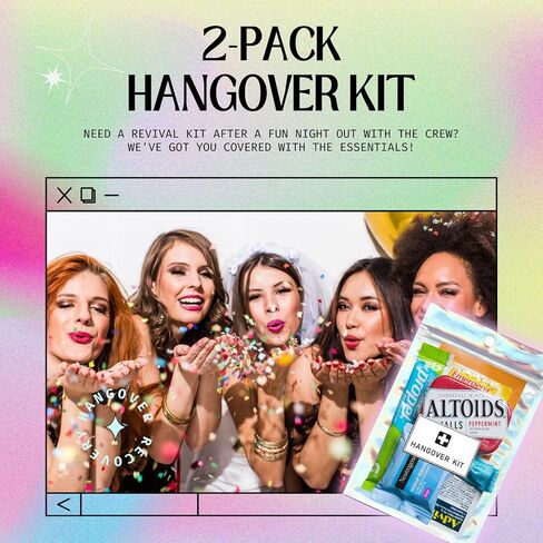 12 Pre-Filled Hangover Kit Bags - Bachelorette Hangover Kit - Bridesmaid Gifts, Bachelorette Party Favors, & More - Hangover Recovery Kit - Hangover Kit Supplies in Saudi Arabia