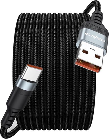 USB C Cable 15ft Fast Charging 23W, Extra Long USB A 2.0 to USB-C Charger Cord 15 foot 480Mbps Data Transfer Type C Black Braided for iPhone 16/15, Galaxy S24/23, Pixel XL/2/3/4XL, LG V30, Nokia in Kuwait