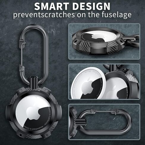 حالة Airtags2021 حالة واقية من الألياف الكربونية المتوافقة مع غطاء Apple Airtags Case TPU لغطاء مفاتيح Airtag Holder Coysain مضاد للخلع (Cyan +Black) (2Pack) in Saudi Arabia