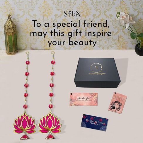 Handmade Artificial Pink Lotus Flower Hangings with Cow Style Motifs for Decoration, Indian Wall Decor for Festival, Home, Temple and Door Entrance (10x42 cm) in Saudi Arabia