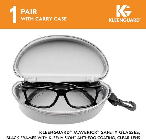 KleenGuard™ V30 Maverick™ Safety Glasses (56569), Smoke Lenses with KleenVision™ Anti-Fog coating, Black Frame, Carrying Case, Unisex Sunglasses for Men and Women in Kuwait