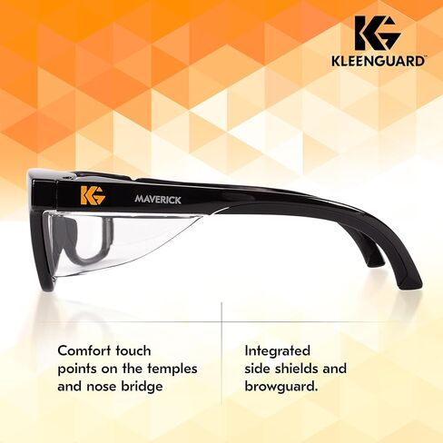 KleenGuard™ V30 Maverick™ Safety Glasses (56569), Smoke Lenses with KleenVision™ Anti-Fog coating, Black Frame, Carrying Case, Unisex Sunglasses for Men and Women in Kuwait