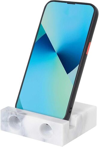Premium Marble Phone Stand with Sound Amplification, Compatible with Smartphones and Tablets, Durable and Sturdy, Perfect for Home, Office, and Travel（White02） in Saudi Arabia