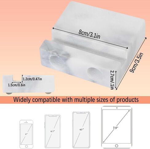 Premium Marble Phone Stand with Sound Amplification, Compatible with Smartphones and Tablets, Durable and Sturdy, Perfect for Home, Office, and Travel（White02） in Saudi Arabia