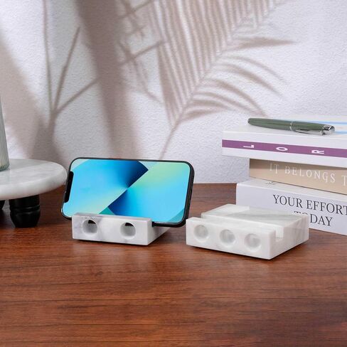 حامل الهاتف الرخامي الممتاز مع تضخيم الصوت ، متوافق مع الهواتف الذكية والأجهزة اللوحية ، متينة ومتينة ، مثالية للمنزل ، المكتب ، والسفر （White02） in Kuwait