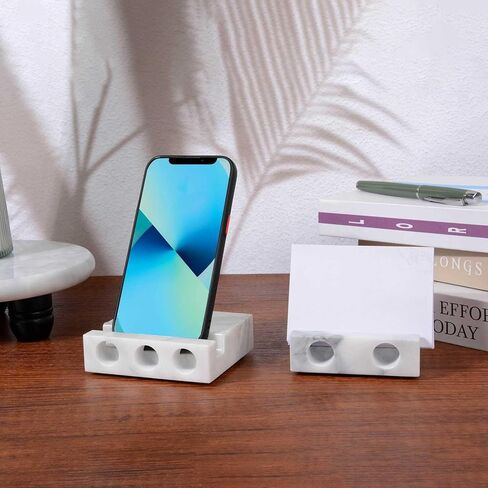 حامل الهاتف الرخامي الممتاز مع تضخيم الصوت ، متوافق مع الهواتف الذكية والأجهزة اللوحية ، متينة ومتينة ، مثالية للمنزل ، المكتب ، والسفر （White02） in Kuwait