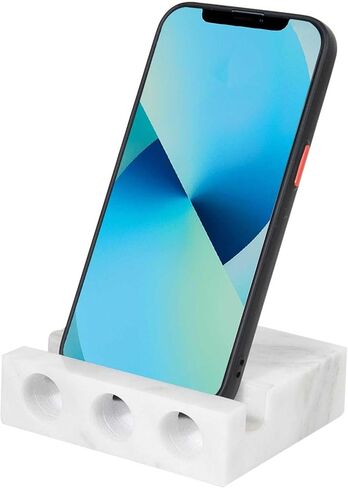 حامل الهاتف الرخامي الممتاز مع تضخيم الصوت ، متوافق مع الهواتف الذكية والأجهزة اللوحية ، متينة ومتينة ، مثالية للمنزل ، المكتب ، والسفر （White02） in Kuwait