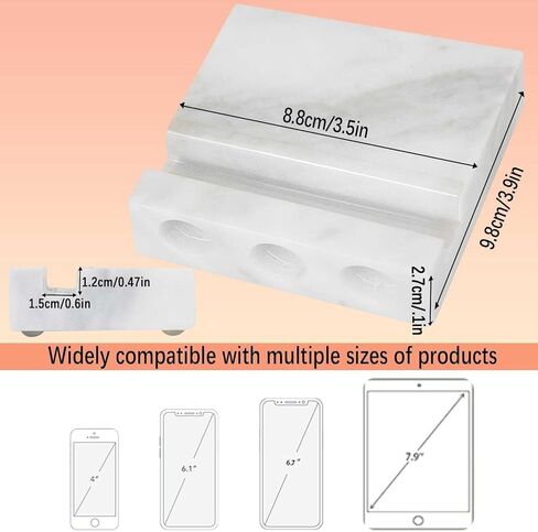 حامل الهاتف الرخامي الممتاز مع تضخيم الصوت ، متوافق مع الهواتف الذكية والأجهزة اللوحية ، متينة ومتينة ، مثالية للمنزل ، المكتب ، والسفر （White02） in Kuwait