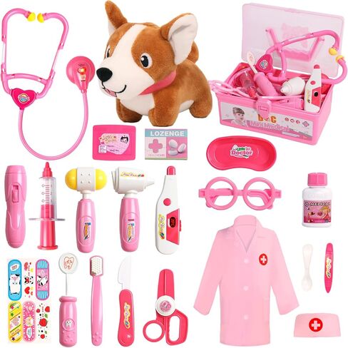 Doctor Kit for Kids Toys Toddler Girls Boys for 3 4 5 Year Old Pretend Play Dress Up Educational Dentist Doctor Set Costume Stethoscope Medical Kit Role Play Birthday Gifts for 2 3 4 5 6 in Saudi Arabia
