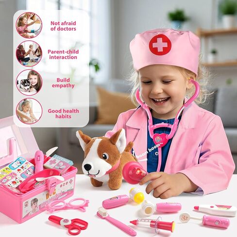 Doctor Kit for Kids Toys Toddler Girls Boys for 3 4 5 Year Old Pretend Play Dress Up Educational Dentist Doctor Set Costume Stethoscope Medical Kit Role Play Birthday Gifts for 2 3 4 5 6 in Saudi Arabia