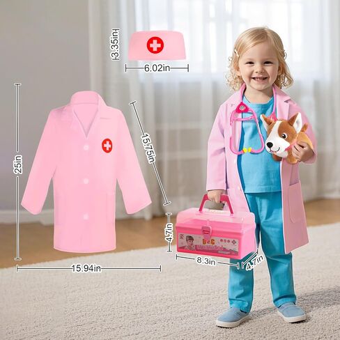 Doctor Kit for Kids Toys Toddler Girls Boys for 3 4 5 Year Old Pretend Play Dress Up Educational Dentist Doctor Set Costume Stethoscope Medical Kit Role Play Birthday Gifts for 2 3 4 5 6 in Saudi Arabia