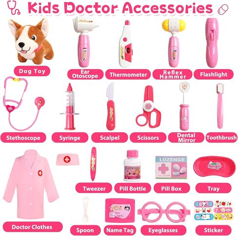 Doctor Kit for Kids Toys Toddler Girls Boys for 3 4 5 Year Old Pretend Play Dress Up Educational Dentist Doctor Set Costume Stethoscope Medical Kit Role Play Birthday Gifts for 2 3 4 5 6 in Saudi Arabia