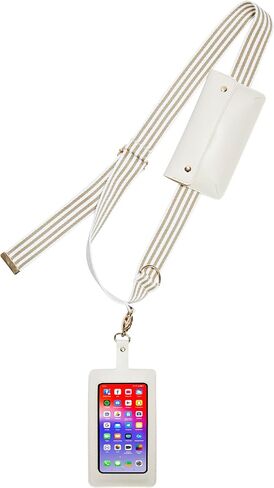 Phone Lanyard Crossbody with 2 Pouches - Utility Phone Strap Lanyard, Universal Adjustable Lanyard for Phone Up to 6.7 Inches (Beige), Standard in Saudi Arabia